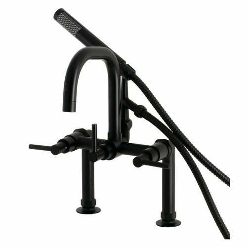 Kingston Brass AE8400DL Aqua Vintage Concord Matte Black Deck Mount Clawfoot Tub Faucet