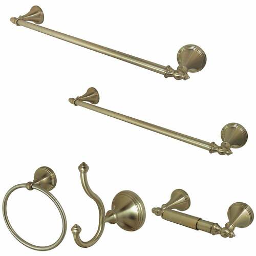 Kingston Brass BAHK1612478SN Naples 5-Piece Towel Bar Set, 18