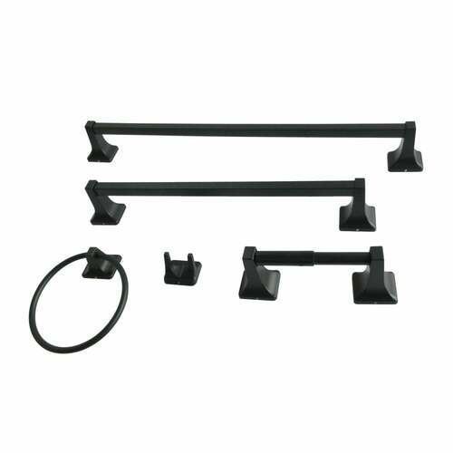 Kingston Brass BAHK60212478K Milton 5-Piece Matte Black Towel Bar Set, 18