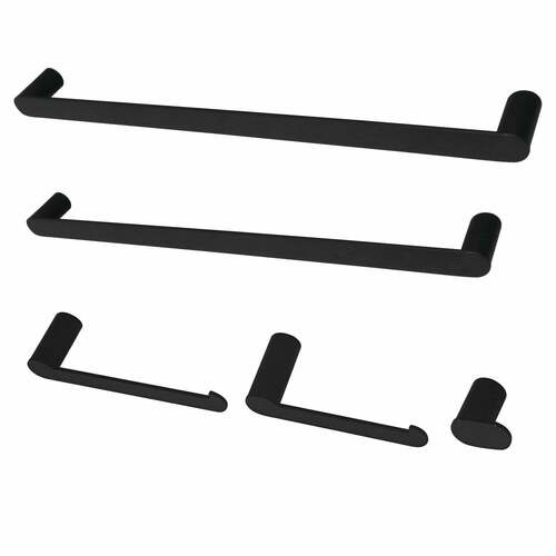 Kingston Brass BAHK6112478MB Dessau 5-Piece Matte Black Towel Bars Set, 18