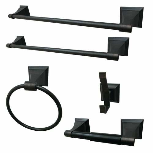 Kingston Brass BAHK61212478ORB Monarch 5-Piece Towel Bar Set, 18