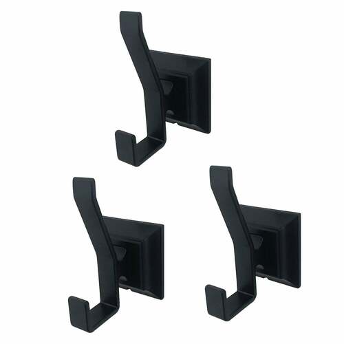 Kingston Brass BAHK6127MB Monarch 3-Piece Matte Black Bathroom Robe and Towel Hook Set