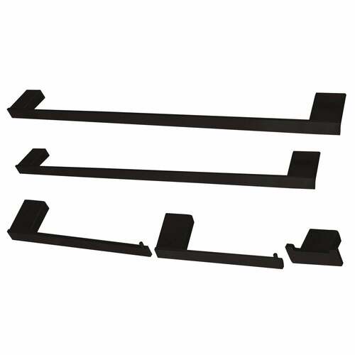 Kingston Brass BAHK6312478MB Metzinger 5-Piece Matte Black Towel Bar Set, 18