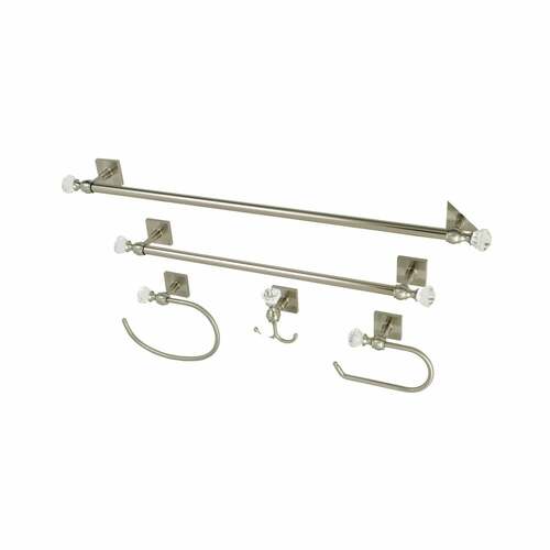 Kingston Brass BAHK70512478SN Celebrity 5-Piece Brushed Nickel Towel Bar Set, 18