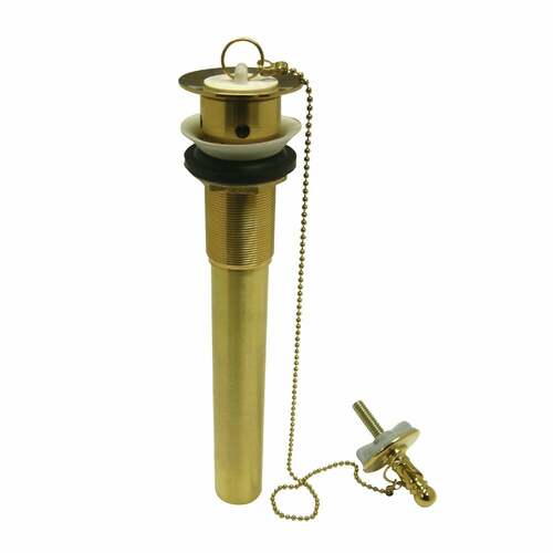 Kingston Brass CC1002 Vintage Polished Brass Pull-Out Bathroom Drain with Overflow, 20 Gauge