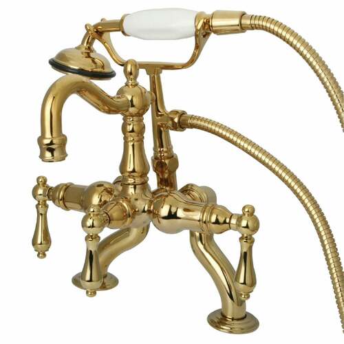 Kingston Brass CC2007T2 Vintage Clawfoot Tub Faucet with Hand Shower - Polished Brass
