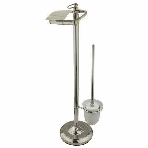 Kingston Brass CC2018 Brushed Nickel Pedestal Toilet Paper Holder with Brush