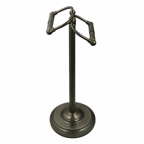 Kingston Brass CC2204 Vintage Freestanding Double Roll Toilet Paper Holder, Black Stainless