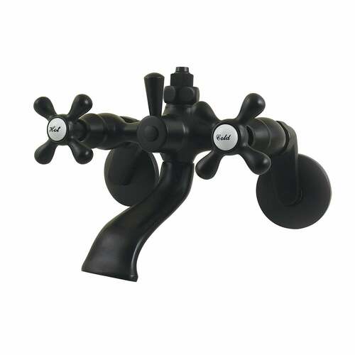 Kingston Brass CC2660 Vintage Matte Black Wall Mount Tub Faucet with Riser Adaptor