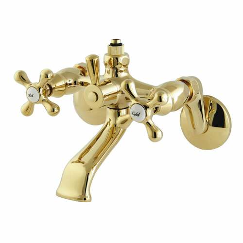 Kingston Brass CC2662 Vintage Wall-Mount Tub Faucet with Riser Adapter, Polished Brass