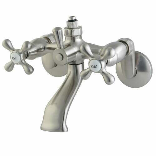 Kingston Brass CC2668 Vintage Wall-Mount Tub Faucet with Riser Adapter, Brushed Nickel