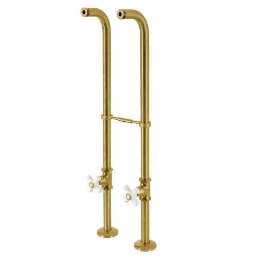 Kingston Brass CC266S7PX Kingston Freestanding Supply Line with Stop Valve, Brushed Brass