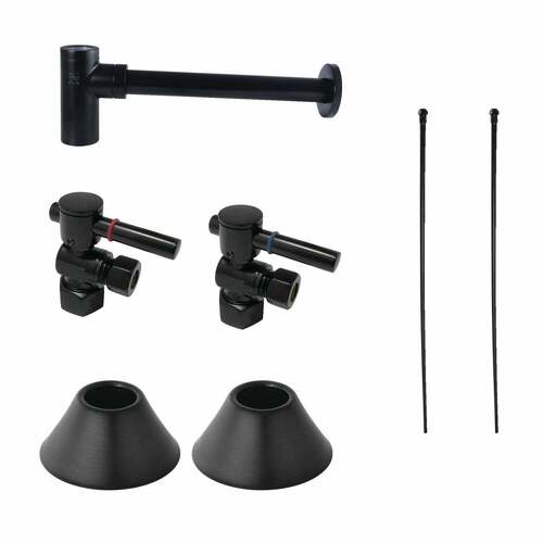 Kingston Brass CC43100DLLKB30 Trimscape Modern Sink Trim Kit with Bottle Trap, Matte Black