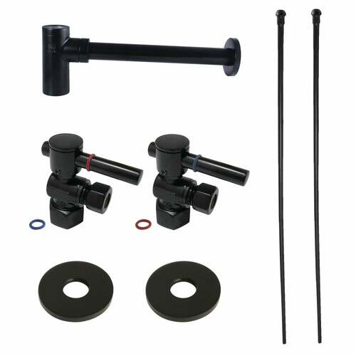 Kingston Brass CC43100DLLKB40 Trimscape Modern Sink Trim Kit with Bottle Trap, Matte Black