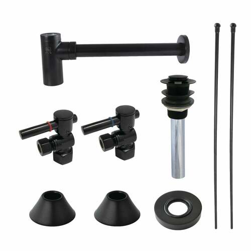Kingston Brass CC43100DLVKB30 Trimscape Modern Sink Trim Kit with Bottle Trap Drain, Matte Black