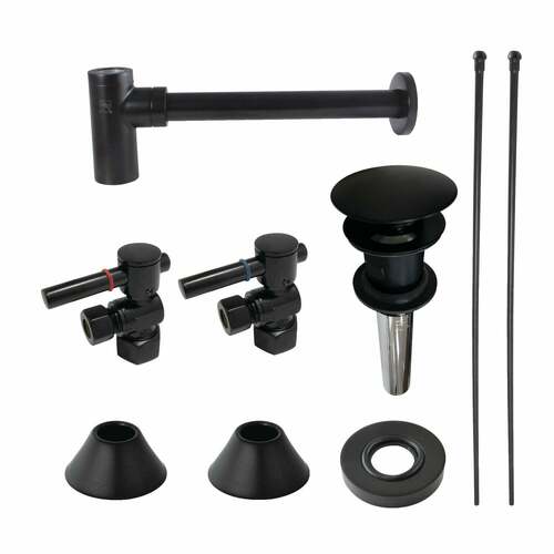 Kingston Brass CC43100DLVOKB30 Trimscape Modern Sink Trim Kit with Bottle Trap Overflow, Matte Black