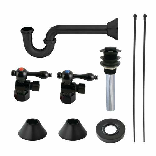 Kingston Brass CC43100VKB30 Trimscape Traditional Sink Trim Kit with P-Trap Drain, Matte Black