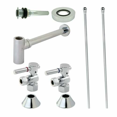 Kingston Brass CC43101DLVKB30 Trimscape Modern Sink Trim Kit with Bottle Trap Drain, Polished Chrome