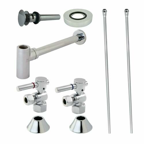 Kingston Brass CC43101DLVOKB30 Trimscape Modern Sink Trim Kit with Bottle Trap Overflow, Polished Chrome