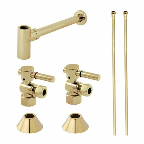 Kingston Brass CC43102DLLKB30 Trimscape Modern Sink Trim Kit with Bottle Trap, Polished Brass