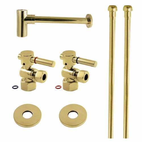 Kingston Brass CC43102DLLKB40 Trimscape Modern Sink Trim Kit with Bottle Trap, Polished Brass