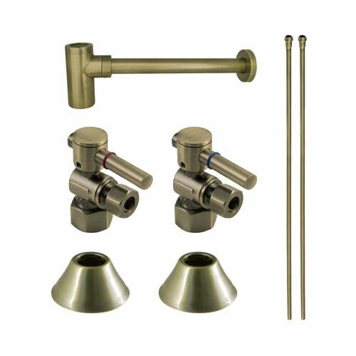 Kingston Brass CC43103DLLKB30 Trimscape Modern Sink Trim Kit with Bottle Trap, Antique Brass
