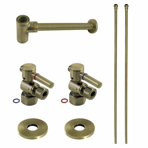 Kingston Brass CC43103DLLKB40 Trimscape Modern Sink Trim Kit with Bottle Trap, Antique Brass