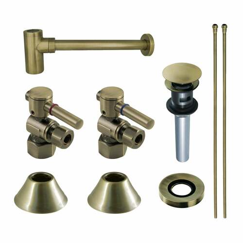 Kingston Brass CC43103DLVOKB30 Trimscape Modern Sink Trim Kit with Bottle Trap Overflow, Antique Brass
