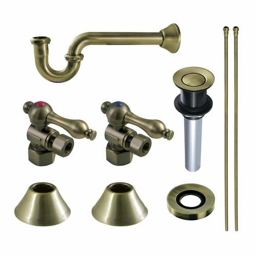 Kingston Brass CC43103VKB30 Trimscape Traditional Sink Trim Kit with P-Trap Drain, Antique Brass