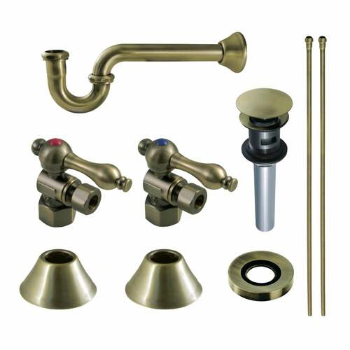 Kingston Brass CC43103VOKB30 Trimscape Traditional Sink Trim Kit with P-Trap Overflow, Antique Brass