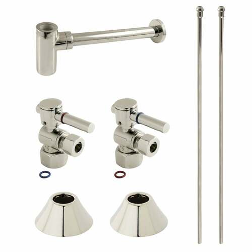 Kingston Brass CC43106DLLKB30 Trimscape Modern Sink Trim Kit with Bottle Trap, Polished Nickel