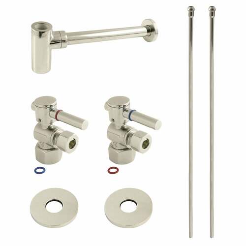 Kingston Brass CC43106DLLKB40 Trimscape Modern Sink Trim Kit with Bottle Trap, Polished Nickel