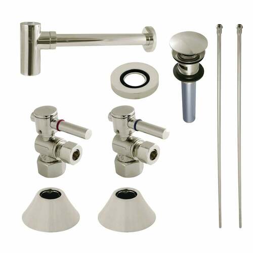 Kingston Brass CC43106DLVOKB30 Trimscape Modern Sink Trim Kit with Bottle Trap Overflow, Polished Nickel