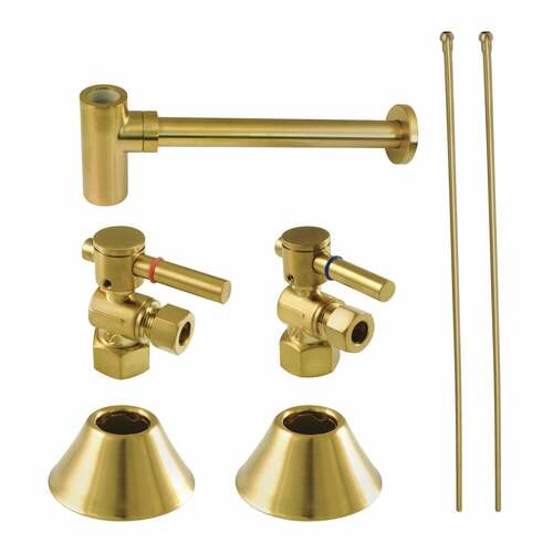 Kingston Brass CC43107DLLKB30 Trimscape Modern Sink Trim Kit with Bottle Trap, Brushed Brass