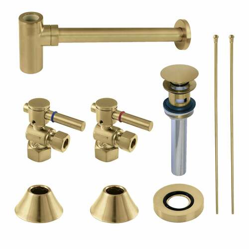 Kingston Brass CC43107DLVOKB30 Trimscape Modern Sink Trim Kit with Bottle Trap Overflow, Brushed Brass