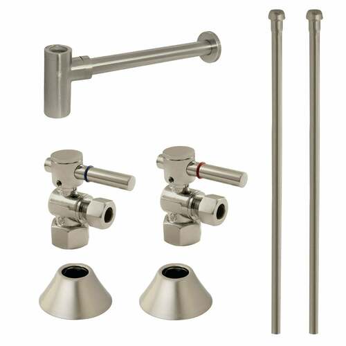Kingston Brass CC43108DLLKB30 Trimscape Modern Sink Trim Kit with Bottle Trap, Brushed Nickel