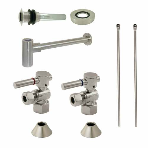 Kingston Brass CC43108DLVKB30 Trimscape Modern Sink Trim Kit with Bottle Trap Drain, Brushed Nickel