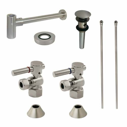 Kingston Brass CC43108DLVOKB30 Trimscape Modern Sink Trim Kit with Bottle Trap Overflow, Brushed Nickel