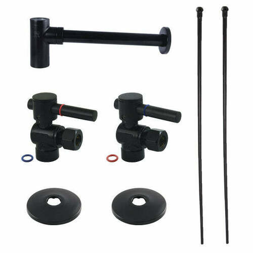 Kingston Brass CC43200DLLKB30 Trimscape Modern Sink Trim Kit with Bottle Trap, Matte Black