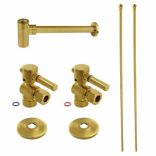Kingston Brass CC43207DLLKB30 Trimscape Modern Sink Trim Kit with Bottle Trap, Brushed Brass