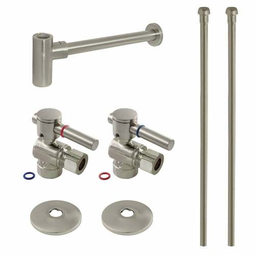 Kingston Brass CC43208DLLKB30 Trimscape Modern Sink Trim Kit with Bottle Trap, Brushed Nickel