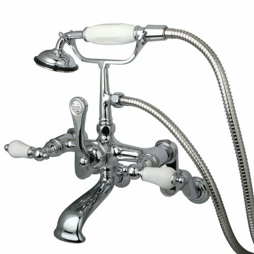 Kingston Brass CC460T1 Vintage Adjustable Wall Mount Tub Faucet with Hand Shower, Chrome