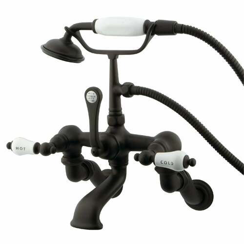 Kingston Brass CC461T5 Vintage Wall-Mount Clawfoot Tub Faucet with Hand Shower, Oil Rubbed Bronze