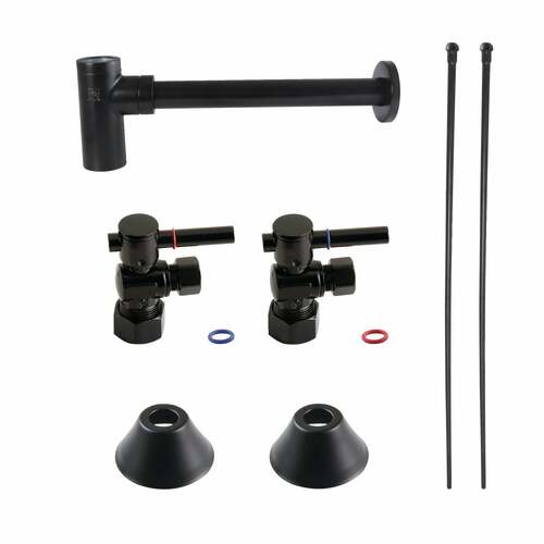 Kingston Brass CC53300DLLKB30 Trimscape Modern Sink Trim Kit with Bottle Trap, Matte Black