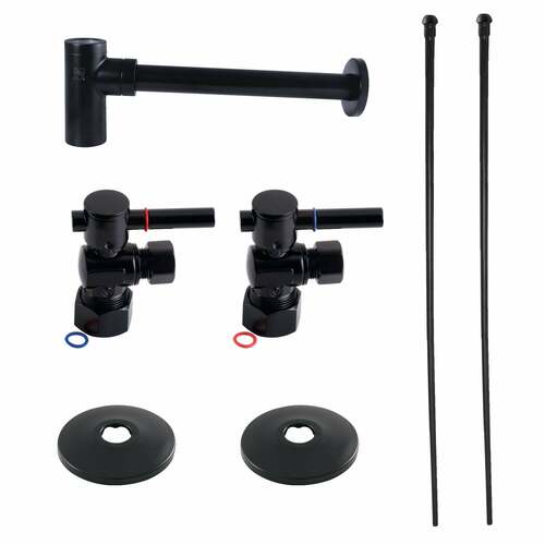 Kingston Brass CC53300DLLKB40 Trimscape Modern Sink Trim Kit with Bottle Trap, Matte Black