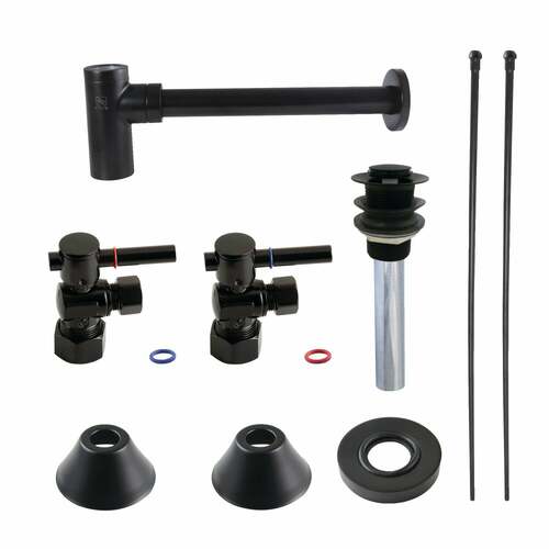Kingston Brass CC53300DLVKB30 Trimscape Modern Sink Trim Kit with Bottle Trap Drain, Matte Black