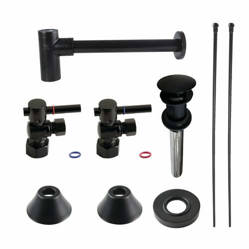 Kingston Brass CC53300DLVOKB30 Trimscape Modern Sink Trim Kit with Bottle Trap Overflow, Matte Black