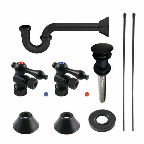 Kingston Brass CC53300VOKB30 Trimscape Traditional Sink Trim Kit with P-Trap Overflow, Matte Black