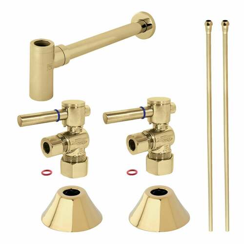 Kingston Brass CC53302DLLKB30 Trimscape Modern Sink Trim Kit with Bottle Trap, Polished Brass