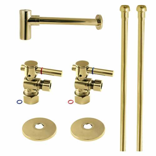 Kingston Brass CC53302DLLKB40 Trimscape Modern Sink Trim Kit with Bottle Trap, Polished Brass